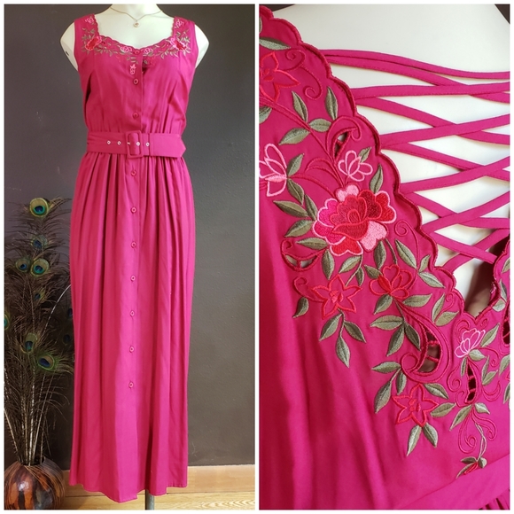 Vintage R/&K Evenings Silk Dress Red and Black Floral Pattern Ruched Waist 4 Never worn